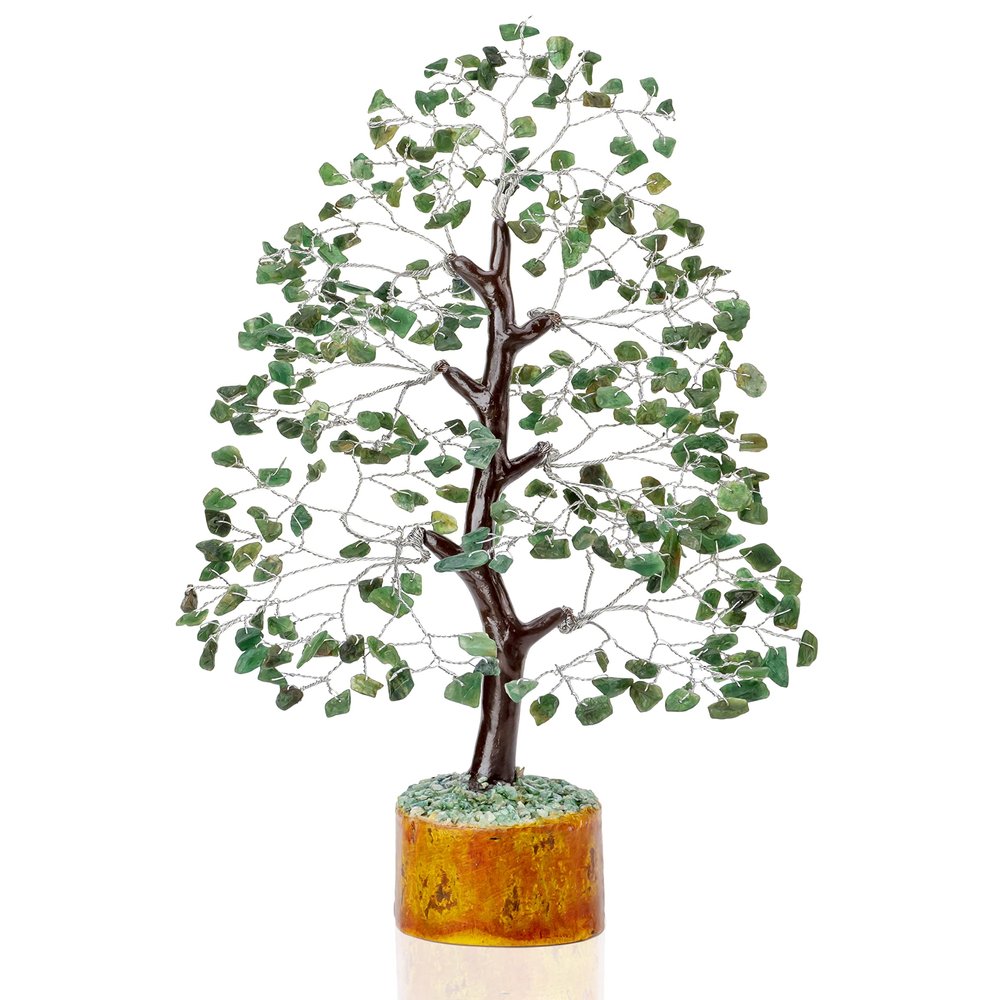 Crocon Green Aventurine Tree Gemstone Crystal Tree of Life Healing Chakra Money Healing Stone for Heart Chakra Feng Shui Good Luck Home Decor Spiritual Gift of Women & Birthday Gifts