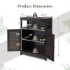 COSTWAY Bathroom Storage Cabinet, Wooden Side Storage Organizer with Louver Doors & Removable Shelf, Freestanding Floor Cabinet for Living Room, Kitchen, Entryway (Brown) view 3