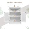 COSTWAY Bathroom Storage Cabinet, Wooden Side Storage Organizer with Louver Doors & Removable Shelf, Freestanding Floor Cabinet for Living Room, Kitchen, Entryway (White) view 3
