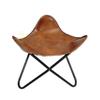 Handmade Leather Butterfly Ottoman Stool  Genuine Buffalo Leather Footrest with Black Iron Frame, Rustic Folding Accent Chair for Living Room, Bedroom, or Office Decor view 1