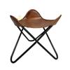 Handmade Leather Butterfly Ottoman Stool  Genuine Buffalo Leather Footrest with Black Iron Frame, Rustic Folding Accent Chair for Living Room, Bedroom, or Office Decor view 3