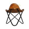 Handmade Leather Butterfly Ottoman Stool  Genuine Buffalo Leather Footrest with Black Iron Frame, Rustic Folding Accent Chair for Living Room, Bedroom, or Office Decor view 4