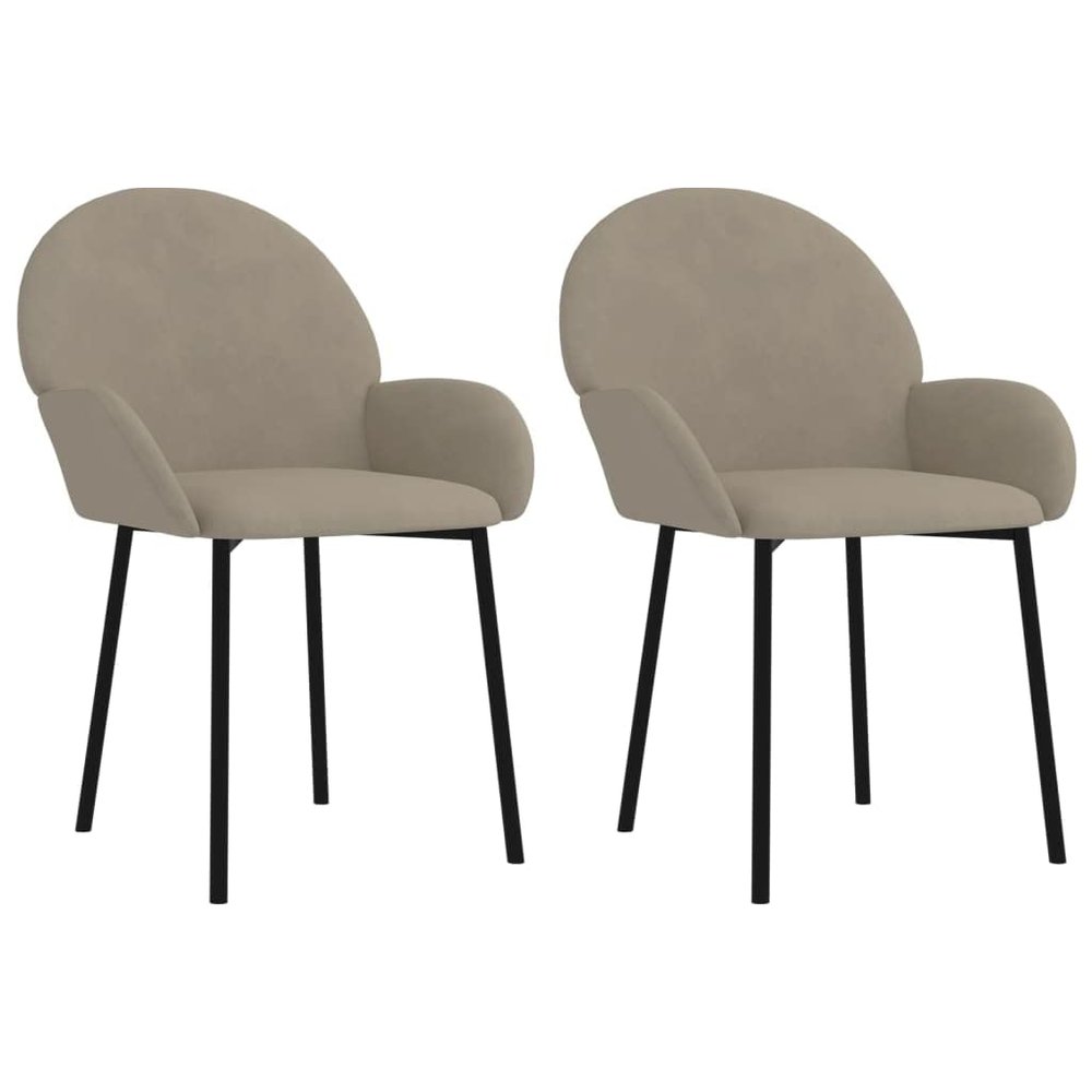 vidaXL Dining Chairs in Light Gray Velvet - Elegant, Modern Design, Comfortable Foam Filling, for Living Room, Dining Room, and More - Set of 2