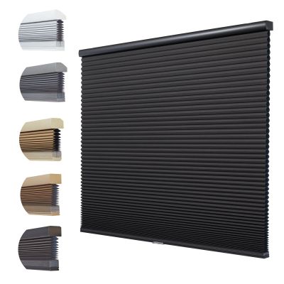 Persilux Cordless Blackout Cellular Blinds for Windows Honeycomb Shades Noise Reduction Thermal Insulated for Home, Night Black, 44.5" W x 48" H
