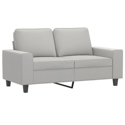 vidaXL Modern 2-Seater Sofa in Light Gray Microfiber Fabric with Comfortable Padded Seats and Armrests - Durable, Easy to Clean, and Easy to Assemble
