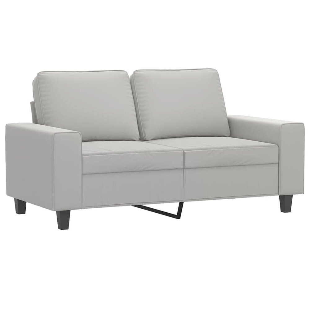 vidaXL Modern 2-Seater Sofa in Light Gray Microfiber Fabric with Comfortable Padded Seats and Armrests - Durable, Easy to Clean, and Easy to Assemble