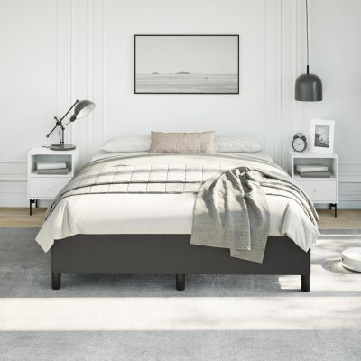 vidaXL Queen Size Bed Frame with Plywood Slats, Platform Bed Frame, Faux Leather Upholstered Mattress Foundation, No Box Spring Needed & Easy Assembly, Black, Without Mattress