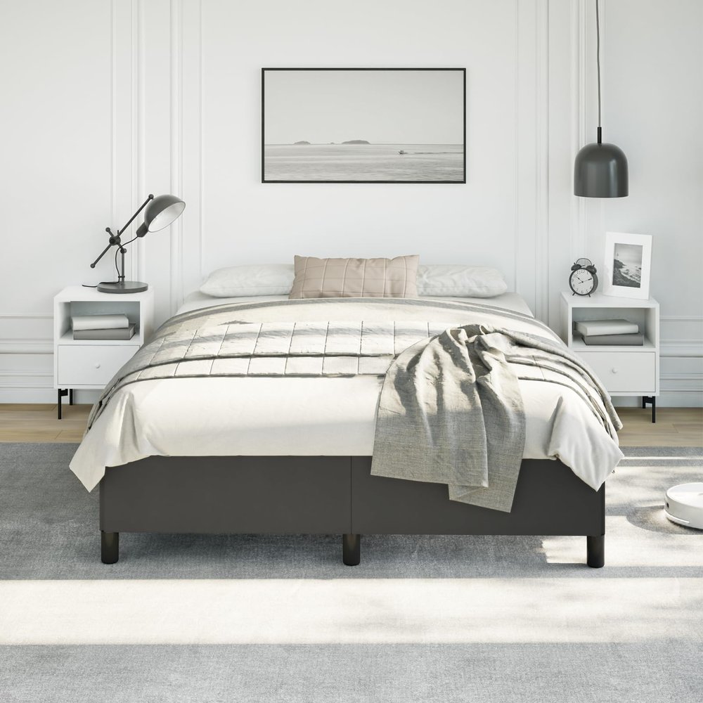 vidaXL Queen Size Bed Frame with Plywood Slats, Platform Bed Frame, Faux Leather Upholstered Mattress Foundation, No Box Spring Needed & Easy Assembly, Black, Without Mattress