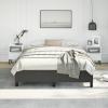 vidaXL Queen Size Bed Frame with Plywood Slats, Platform Bed Frame, Faux Leather Upholstered Mattress Foundation, No Box Spring Needed & Easy Assembly, Black, Without Mattress view 1