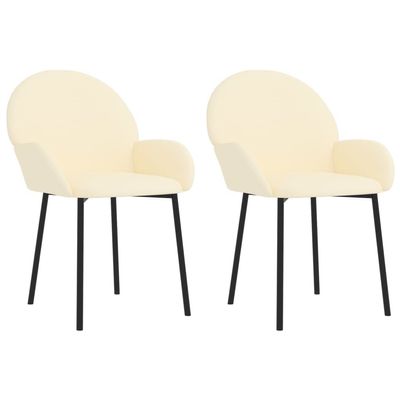 vidaXL Stylish Dining Chairs Set of 2, Cream Faux Leather Upholstery, Indoor Furniture with Armrest, Easy to Clean, Comfortable Foam Filling, Elegant Design