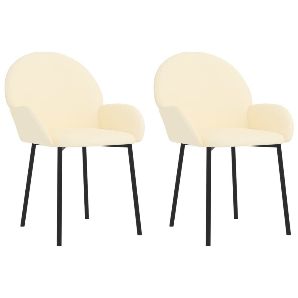 vidaXL Stylish Dining Chairs Set of 2, Cream Faux Leather Upholstery, Indoor Furniture with Armrest, Easy to Clean, Comfortable Foam Filling, Elegant Design
