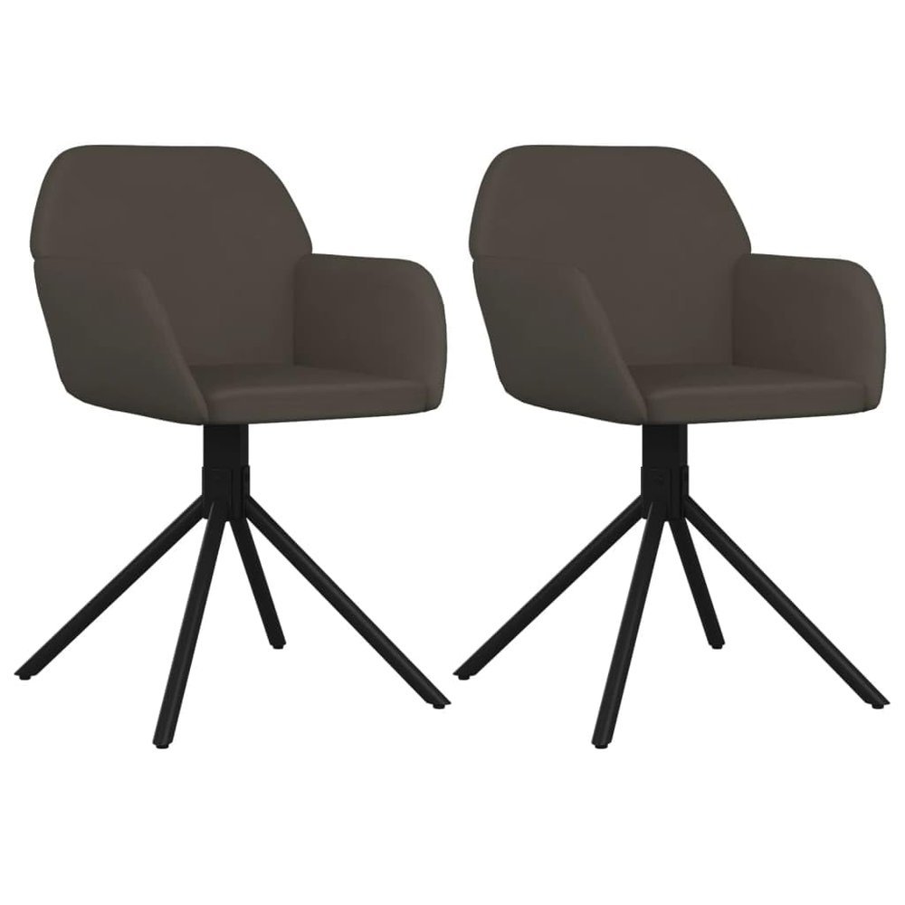 vidaXL Dark Gray Velvet Swivel Dining Chairs Modern Style Comfortable Seating with 360-Degree Swivel Design Ergonomic Armrest and Backrest Sturdy Metal and Plywood Frame Construction