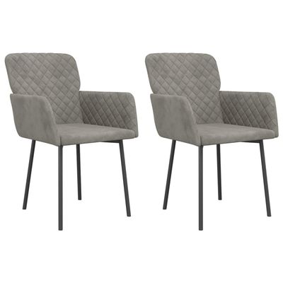 vidaXL Modern Dining Chairs Set of 2 - Light Gray Velvet Upholstery with Durable Metal & Plywood Frame - Elegant & Comfortable Design - Easy Assembly