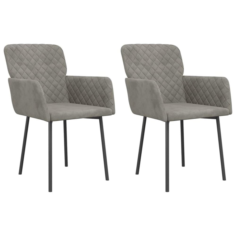vidaXL Modern Dining Chairs Set of 2 - Light Gray Velvet Upholstery with Durable Metal & Plywood Frame - Elegant & Comfortable Design - Easy Assembly