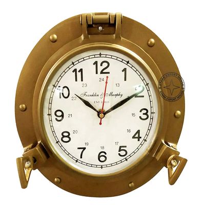Stark Export House Antique Nautical Navigation Marine Brass Porthole Clock Solid Brass Wall 15 Inch Best for Gift (J T Y)