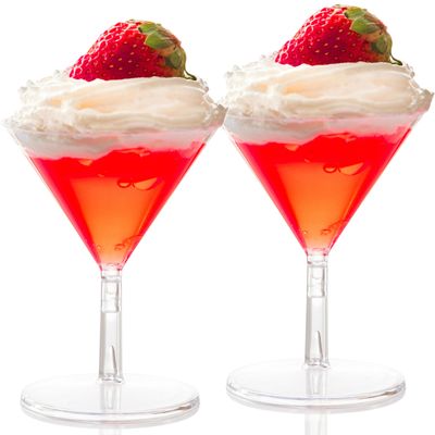 120 Disposable Mini Martini Glasses - Clear Plastic Dessert Cups, Cocktail Glasses, 2 oz Wine Shooter Shot Glasses, 2 pc Parfait Cups - Bulk Pack