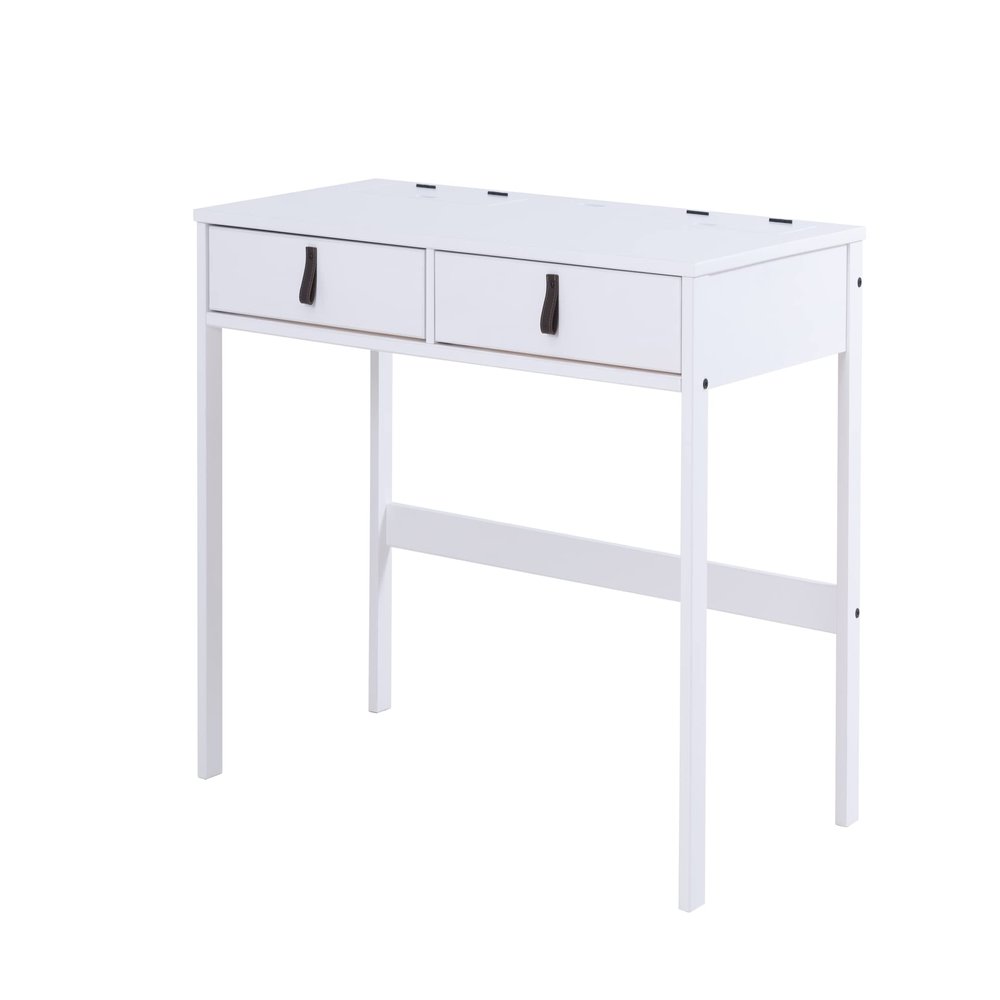 memomad Bali 47 Desk  Modern Sturdy Home Office Solid Wood Desk with Drawers and Compartments - Matte Finishing White - Noise Free - Freestanding (47 Width, White Wood)