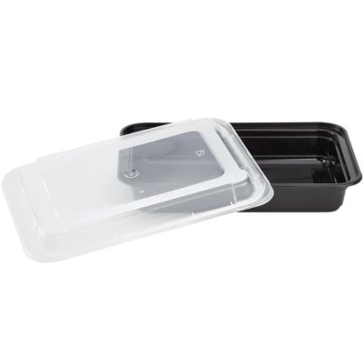 Nicole Fantini 28oz Disposable Black Meal Prep/Bento Box with Clear Dome Lids | Leak Resistant Single Compartment Food Storage Boxes | BPA Free Plastic Microwave Freezer Safe | 10 Count