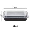 Nicole Fantini 28oz Disposable Black Meal Prep/Bento Box with Clear Dome Lids | Leak Resistant Single Compartment Food Storage Boxes | BPA Free Plastic Microwave Freezer Safe | 10 Count view 2