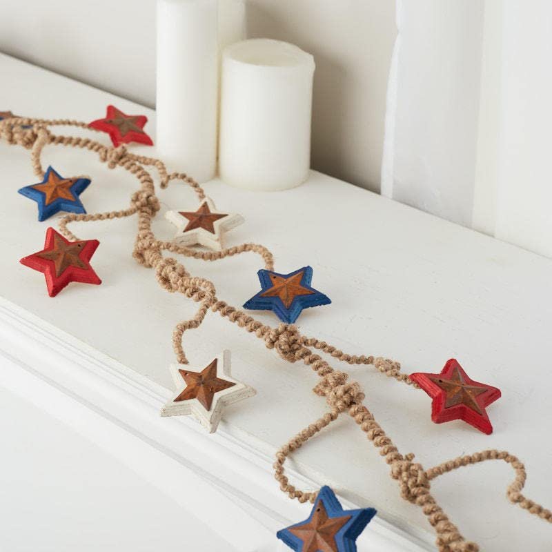 Americana Rustic Star Garland by Factory Direct Craft for 4th of July Decorating and Patriotic Displays