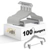 100 Quality Kids Plastic Non Velvet Non-Flocked Thin Compact Skirt Pant Coat Hangers with Metal Clips for Skirts Pants Blouses 360 Swivel Hook, Jacket, Shirt, Pants, Suit Hangers (Gray, 100) view 1
