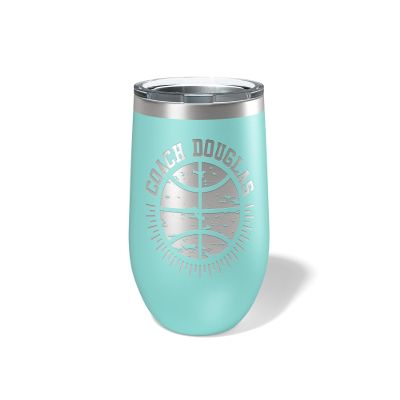 Alterd Industries Personalized Basketball Coach Gift - Coach Accessories | Coaching | travel coffee mug | personalized stainless steel cups | 20 oz travel coffee cup (12oz Wine Tumbler, Mint)
