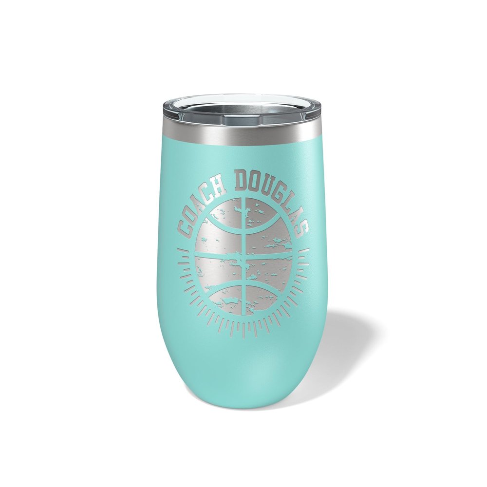 Alterd Industries Personalized Basketball Coach Gift - Coach Accessories | Coaching | travel coffee mug | personalized stainless steel cups | 20 oz travel coffee cup (12oz Wine Tumbler, Mint)