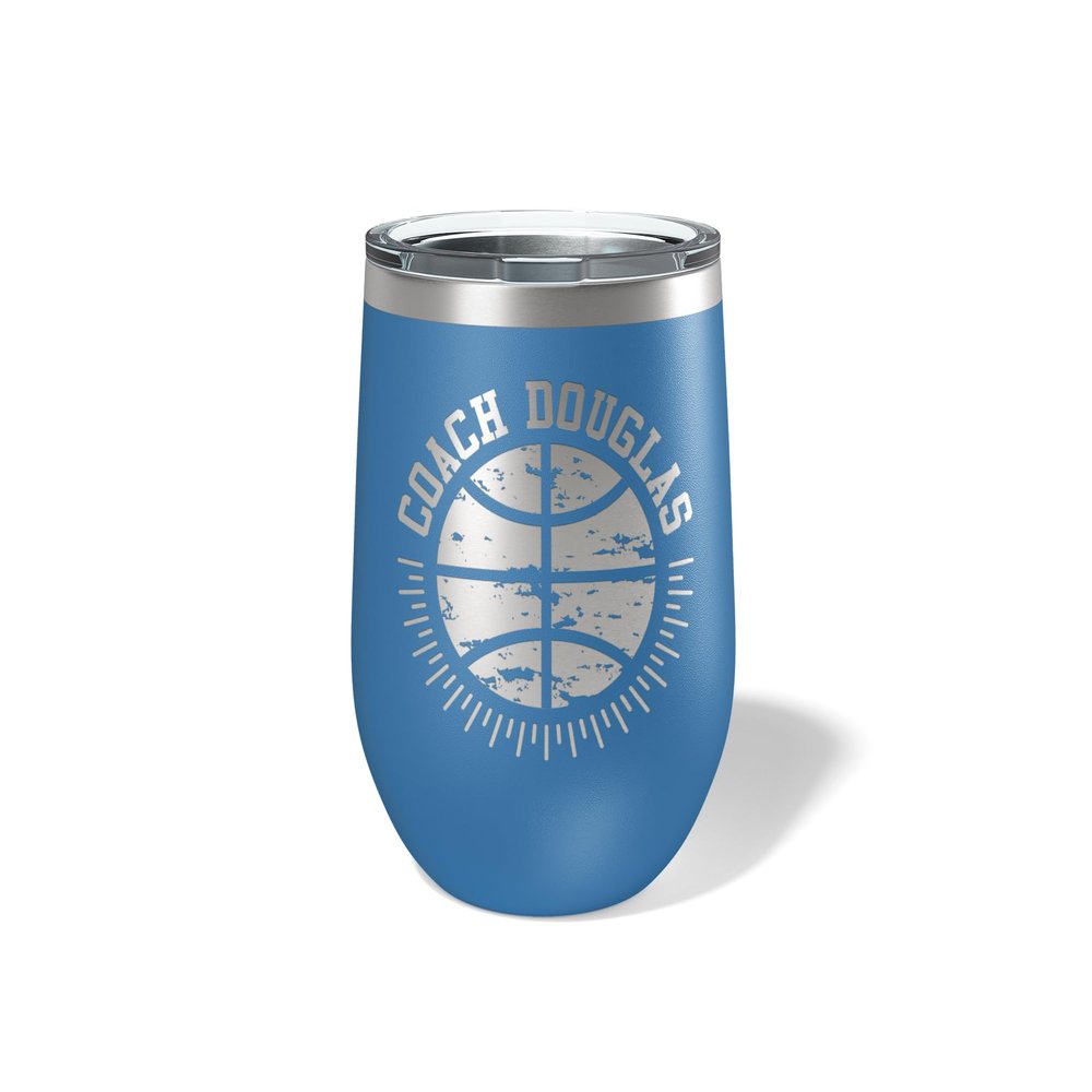 Alterd Industries Personalized Basketball Coach Gift - Coach Accessories | Coaching | travel coffee mug | personalized stainless steel cups | 20 oz travel coffee cup (12oz Wine Tumbler, Royal Blue)