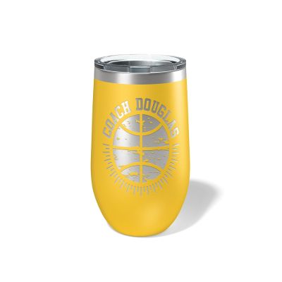 Alterd Industries Personalized Basketball Coach Gift - Coach Accessories | Coaching | travel coffee mug | personalized stainless steel cups | 20 oz travel coffee cup (12oz Wine Tumbler, Yellow)