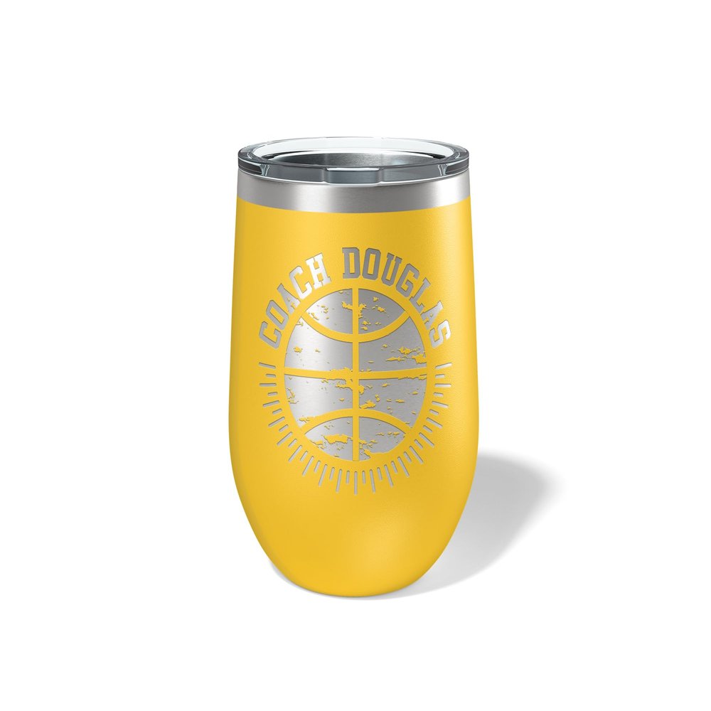 Alterd Industries Personalized Basketball Coach Gift - Coach Accessories | Coaching | travel coffee mug | personalized stainless steel cups | 20 oz travel coffee cup (12oz Wine Tumbler, Yellow)