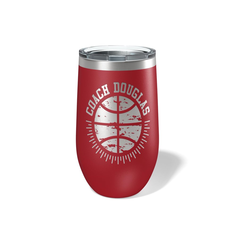 Alterd Industries Personalized Basketball Coach Gift - Coach Accessories | Coaching | travel coffee mug | personalized stainless steel cups | 20 oz travel coffee cup (12oz Wine Tumbler, Maroon)