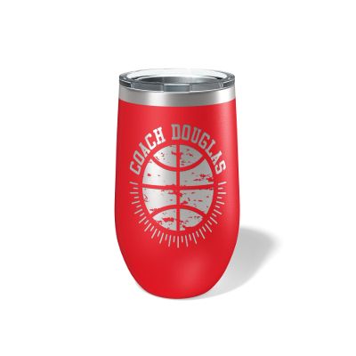 Alterd Industries Personalized Basketball Coach Gift - Coach Accessories | Coaching | travel coffee mug | personalized stainless steel cups | 20 oz travel coffee cup (12oz Wine Tumbler, Red)