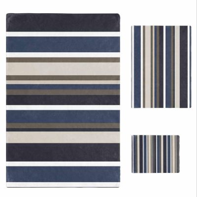 Anzona Navy Blue Yellow Brown 3 Piece Bath Towels Set, Modern Retro Striped Abstract Art Soft & Absorbent Towel for Bathroom, Hotel (1 Bath Towel 30x60, 1 Hand Towel 16x28, 1 Washcloth 13x13)