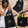 DISCOUNT PROMOS Custom Non Woven Shopping Tote Bags Set of 10, Personalized Bulk Pack - Reusable, Great for Shopping, Grocery, Beach, Picnic, Wedding Favors - Black Black view 2