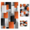 Anzona Orange Black Grey 3 Piece Bath Towels Set, Modern Middle Century Geometric Abstract Art Soft & Absorbent Towel for Bathroom, Hotel (1 Bath Towel 30x60, 1 Hand Towel 16x28, 1 Washcloth 13x13) view 1