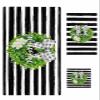 Anzona Welcome Spring 3 Piece Bath Towels Set, Floral Botanical Wreath Bow Knot Black White Striped Soft & Absorbent Towel for Bathroom, (1 Bath Towel 30x60, 1 Hand Towel 16x28, 1 Washcloth 13x13) view 1