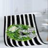 Anzona Welcome Spring 3 Piece Bath Towels Set, Floral Botanical Wreath Bow Knot Black White Striped Soft & Absorbent Towel for Bathroom, (1 Bath Towel 30x60, 1 Hand Towel 16x28, 1 Washcloth 13x13) view 3