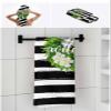 Anzona Welcome Spring 3 Piece Bath Towels Set, Floral Botanical Wreath Bow Knot Black White Striped Soft & Absorbent Towel for Bathroom, (1 Bath Towel 30x60, 1 Hand Towel 16x28, 1 Washcloth 13x13) view 4