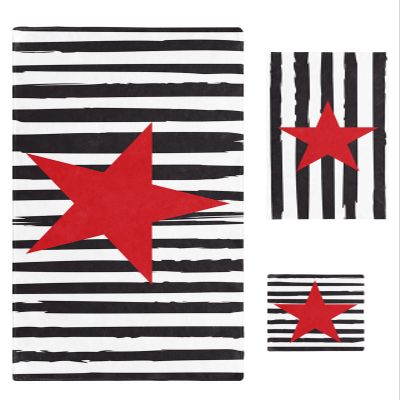 4th of July 3 Piece Bath Towels Set, Black White Stripes Red Star Independence Day Soft & Absorbent Towel for Bathroom, Hotel (1 Bath Towel 30x60, 1 Hand Towel 16x28, 1 Washcloth 13x13)