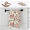 Anzona Spring Floral 3 Piece Bath Towels Set, Farmhouse Pink Summer Tropical Beige Soft & Absorbent Towel for Bathroom, Hotel (1 Bath Towel 30x60, 1 Hand Towel 16x28, 1 Washcloth 13x13) view 4