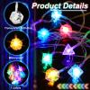 Wettarn 10 ft Polyhedral Dice String Lights LED Dice Lights Strands Extendable Glow in The Dark Party Decorations for Role Playing Game Bedroom Indoor Outdoor Wedding Tree Garden Decoration view 3