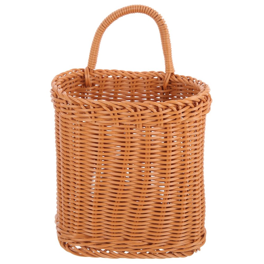 ARTIBETTER Wall Mounted Storage Basket 7X7X5.5 Inch Rattan Hanging Wicker Basket for Kitchen and Living Room Home Organization Flower Holder