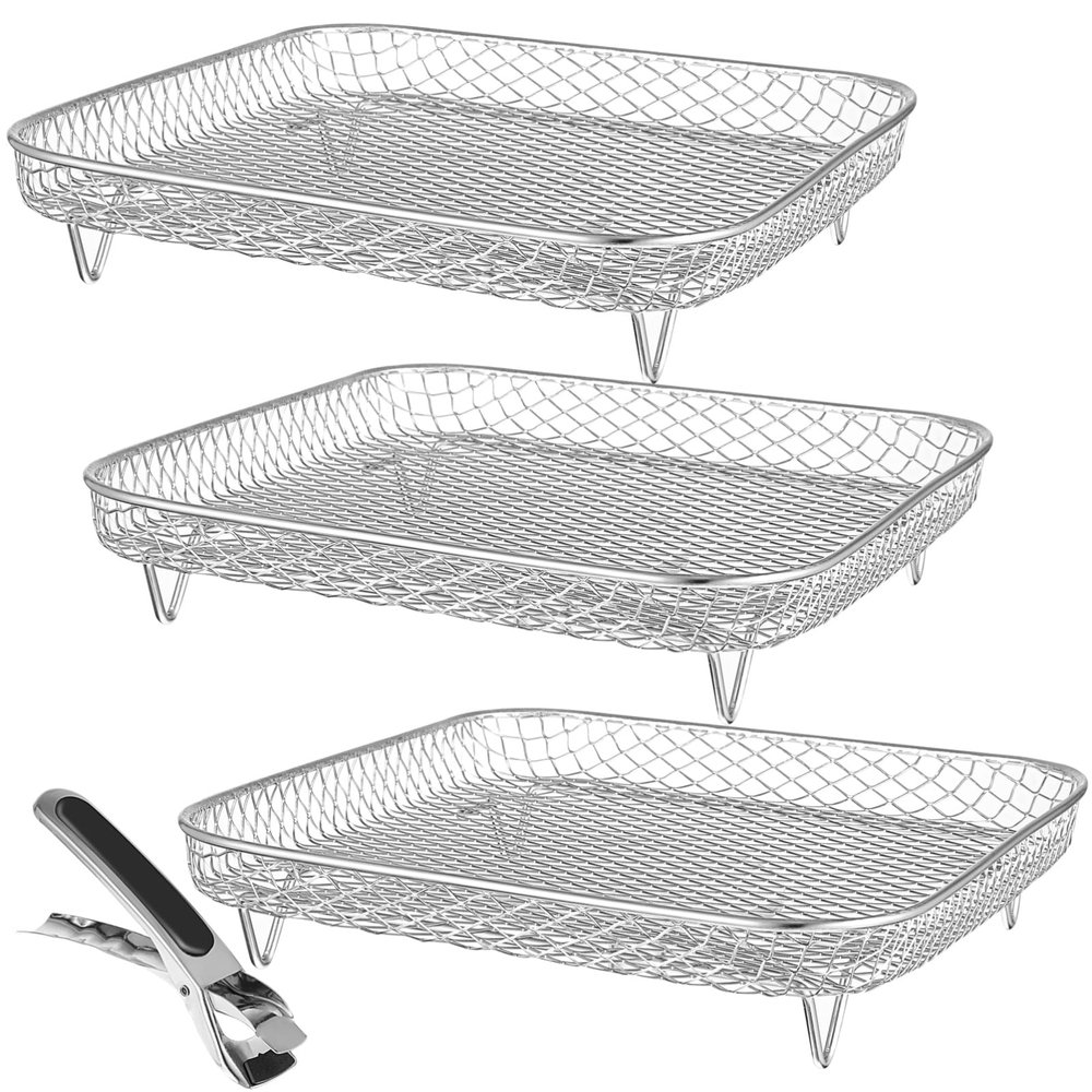 Yardwe Air Fryer Racks Set Stainless Steel 3 Pcs Layer Rack Fryer Accessories Tower