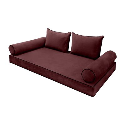 SLIPCOVER ONLY V4 Velvet Indoor Daybed Mattress Pillow Contrast Trim Full AD368
