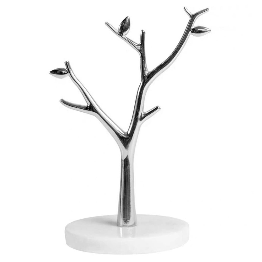 ARTIBETTER 1pc White Marble Tree Branch Jewelry Organizer for Earrings Necklaces and Rings Elegant Display Stand Unique Tree Design for Home Retail Use