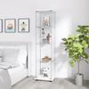 Yoluckea 4 Shelves Glass Display Cabinet with Door, Curio Collection Glass Display Case for Home Office, Floor Standing Bookshelf Corner Cabinet for Book, Toys, Glory (White) view 1