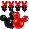 10PCS Mouse Head Foil Balloons  5 Black and 5 Red Murine Head Foil Balloons for Kids Mouse Birthday Party Supplies 24" Mylar Balloons for Birthday Party Decoration view 1
