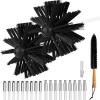 chimney sweep kit 410mm Chimney Cleaner Kit, Nylon Rotary Dryer Vent Cleaner Kit,Includes 1/2 Synthetic Brush Head, 1 Wood Handle Brush and 9/18 Bendable Rods, for Remove Chimney or Dryer Vent ( Color view 1