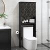AZODY Over The Toilet Storage Cabinet with Gold Trim, Modern Bathroom Organizer Over Toilet with Adjustable Shelves and Toilet Paper Holder for Bathroom (Black) view 1