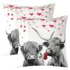 Set of 2 Happy Valentine's Day Throw Pillow Covers 16x16 Romantic Cow Pillow Covers Couple Red Heart Tree Love Farmhouse Valentines Cushion Covers Rose Floral Grey Marble Cushion Cases view 1